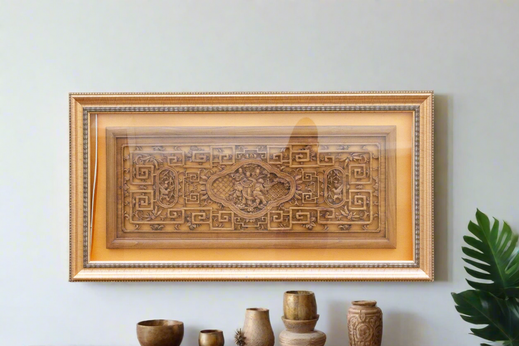 Exquisite Antique Chinese Carved Wood Panel