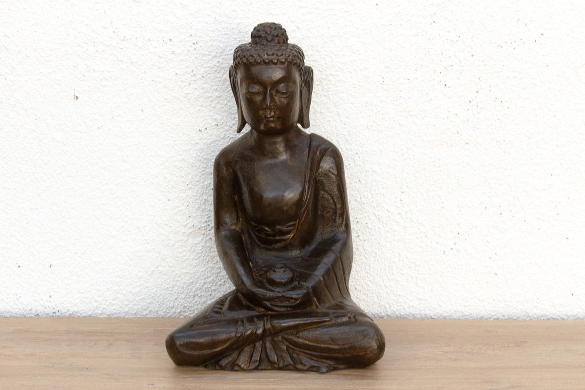Black Stone Buddha Seated in Meditation
