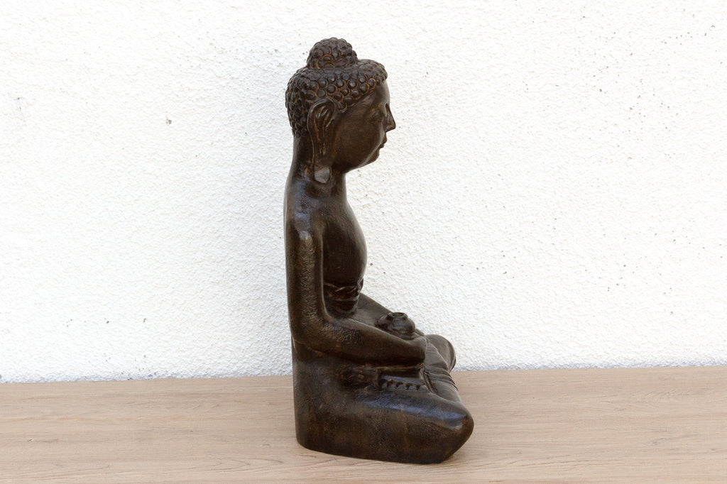 Black Stone Buddha Seated in Meditation