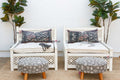 Set of 2 Carved White Moroccan Club Chairs