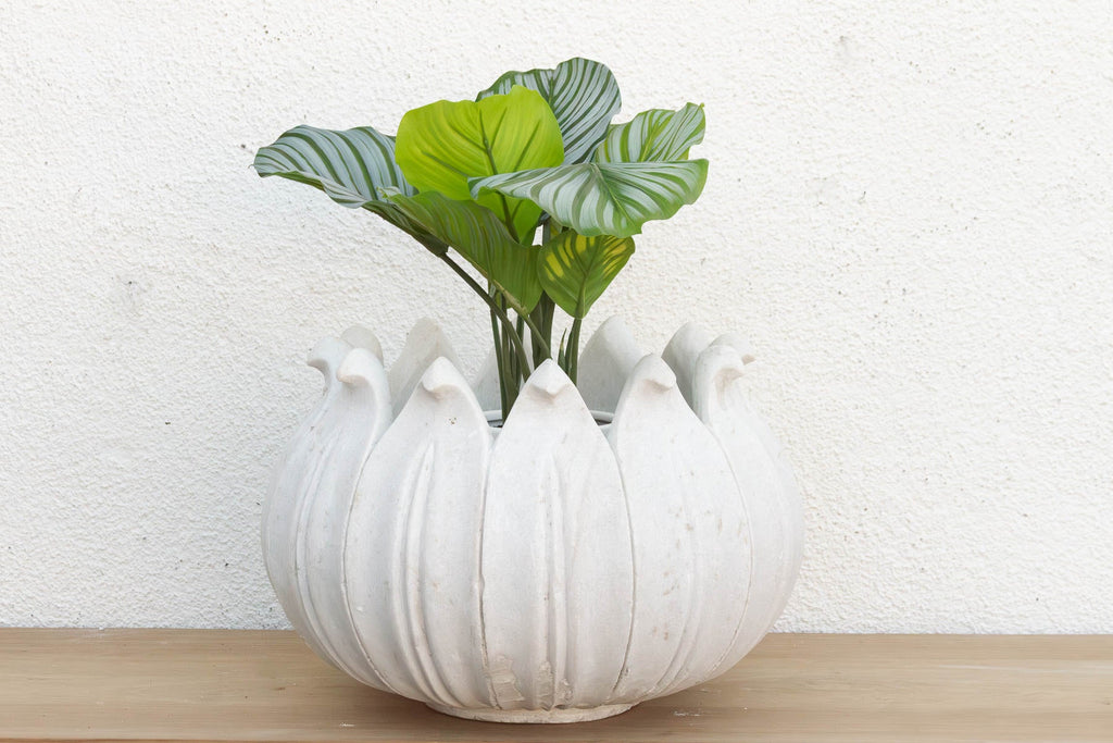 18" DM Monumental Lotus Flower Marble Planter (Trade)