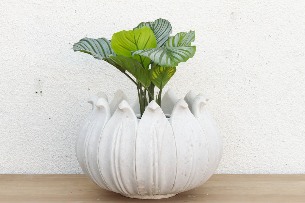 18" DM Monumental Lotus Flower Marble Planter (Trade)