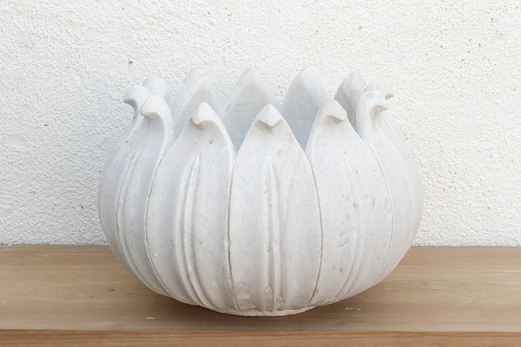 18" DM Monumental Lotus Flower Marble Planter (Trade)