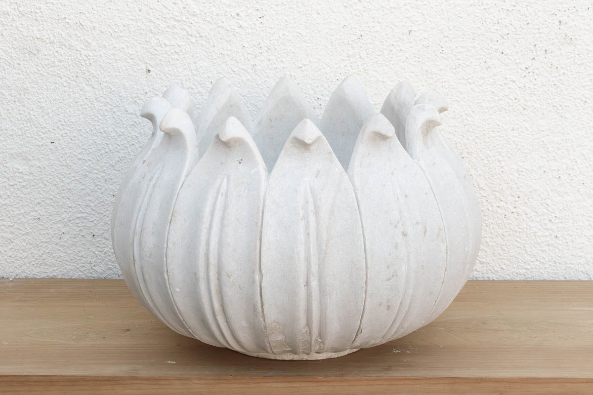 18" DM Monumental Lotus Flower Marble Planter (Trade)