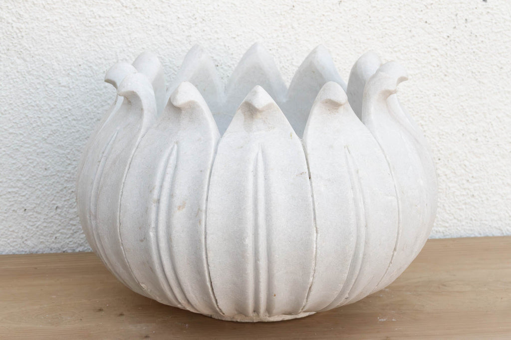 18" DM Monumental Lotus Flower Marble Planter (Trade)