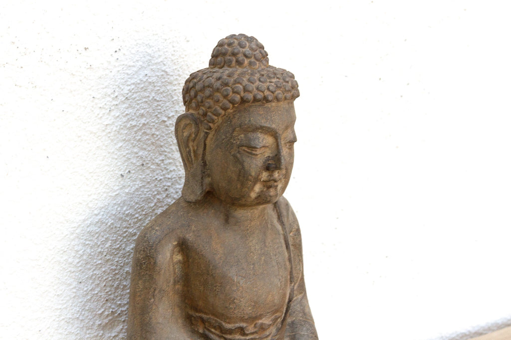 Peaceful Double Lotus Seated Stone Buddha