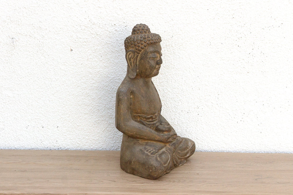 Peaceful Double Lotus Seated Stone Buddha