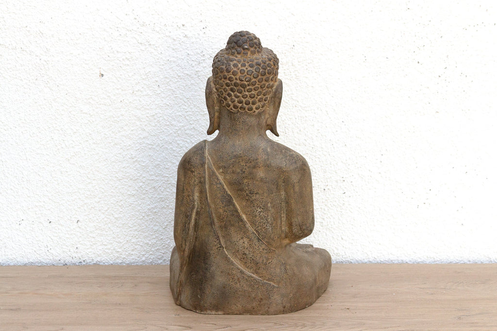 Peaceful Double Lotus Seated Stone Buddha