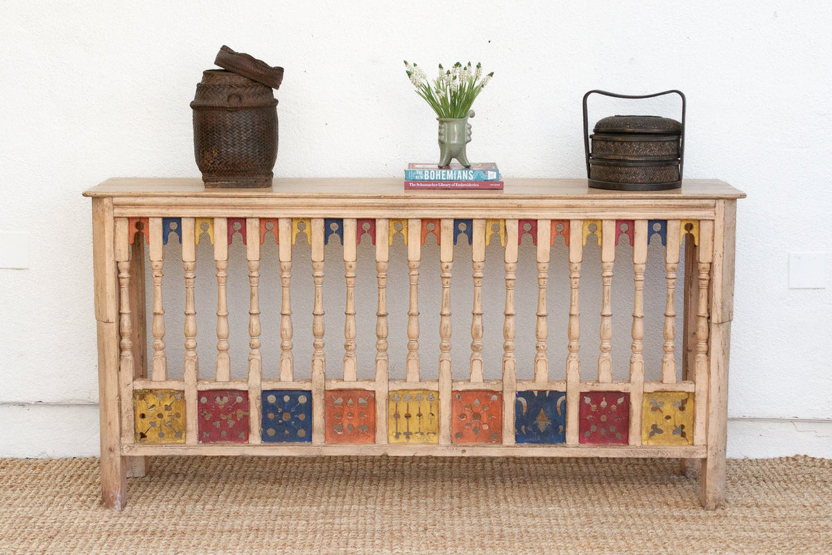 Colorful Indo-French Balcony Railing Console Table