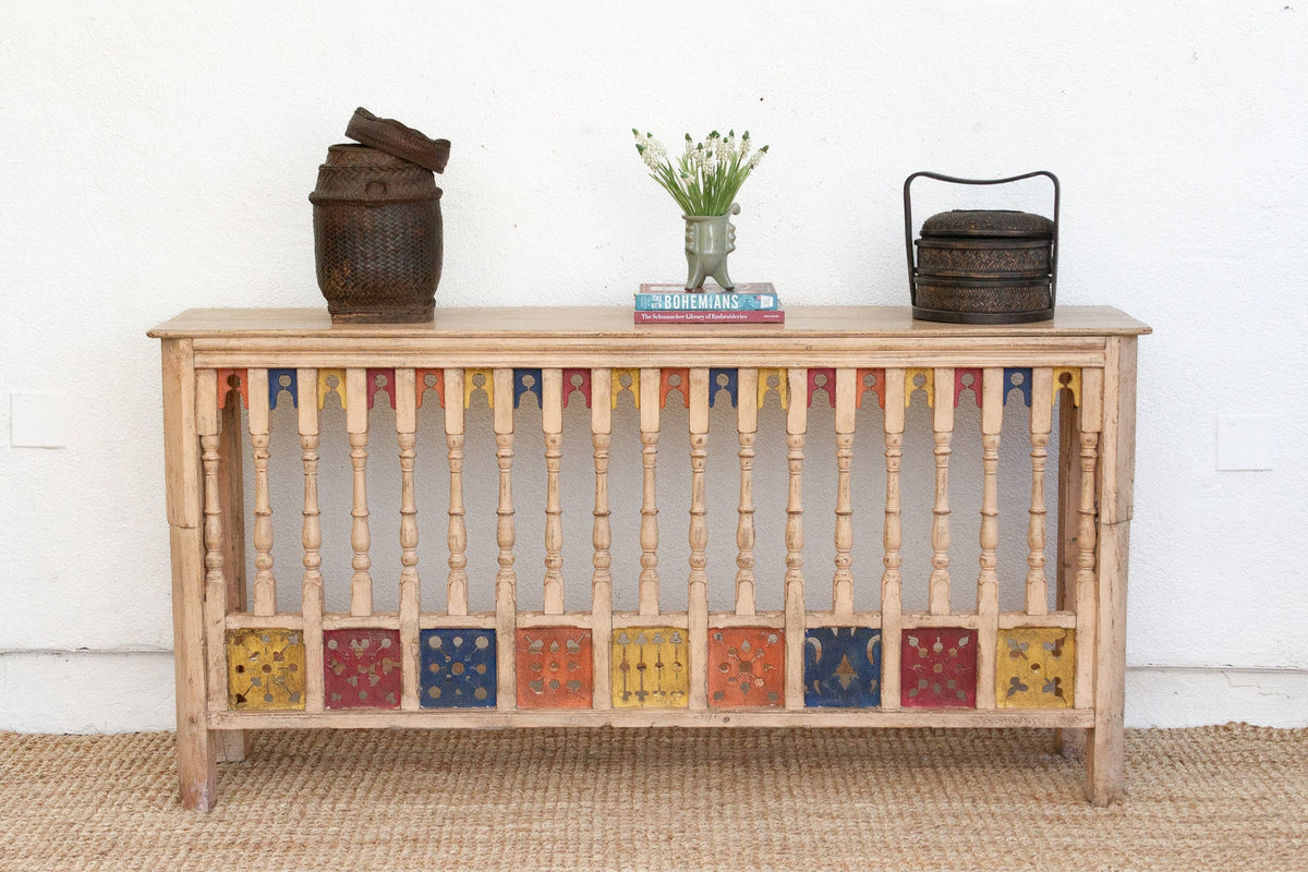 Colorful Indo-French Balcony Railing Console Table