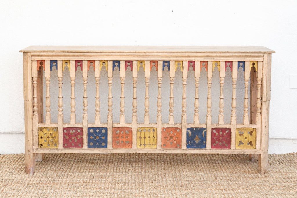 Colorful Indo-French Balcony Railing Console Table