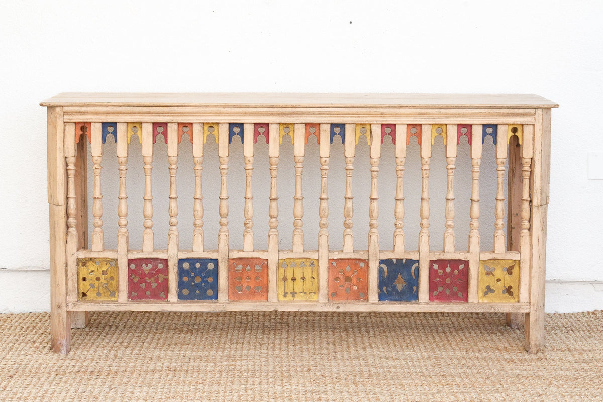 Colorful Indo-French Balcony Railing Console Table