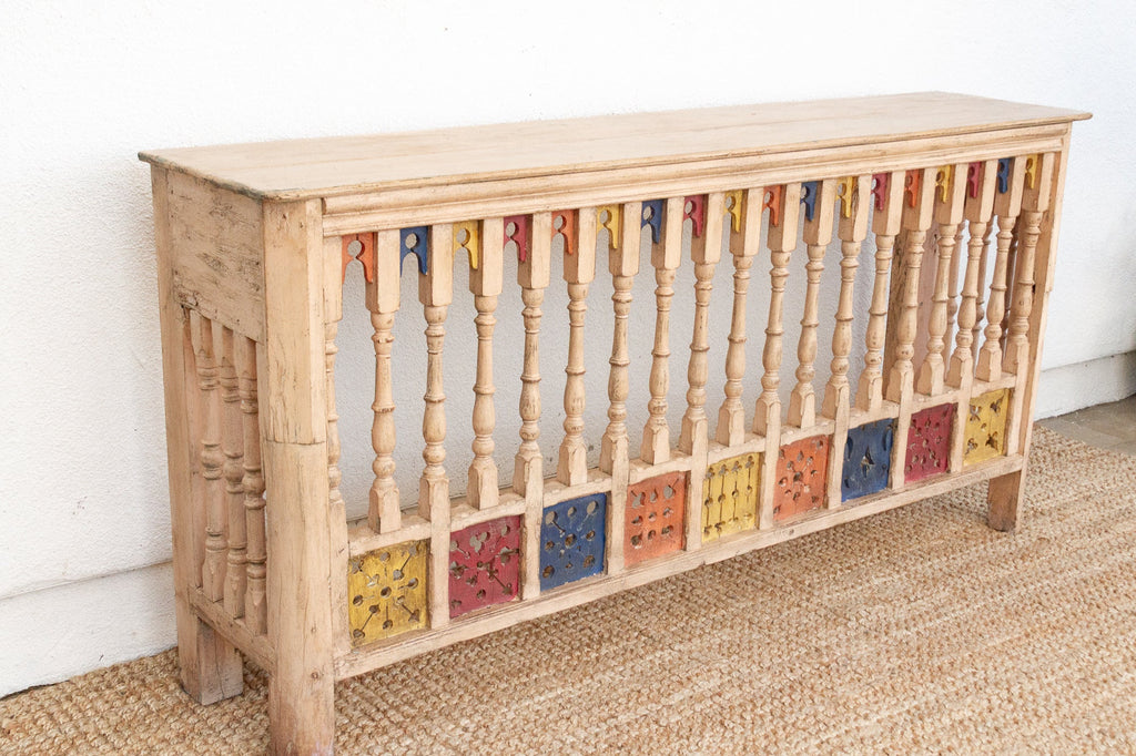 Colorful Indo-French Balcony Railing Console Table