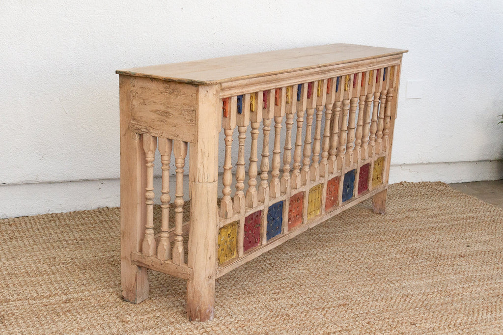 Colorful Indo-French Balcony Railing Console Table