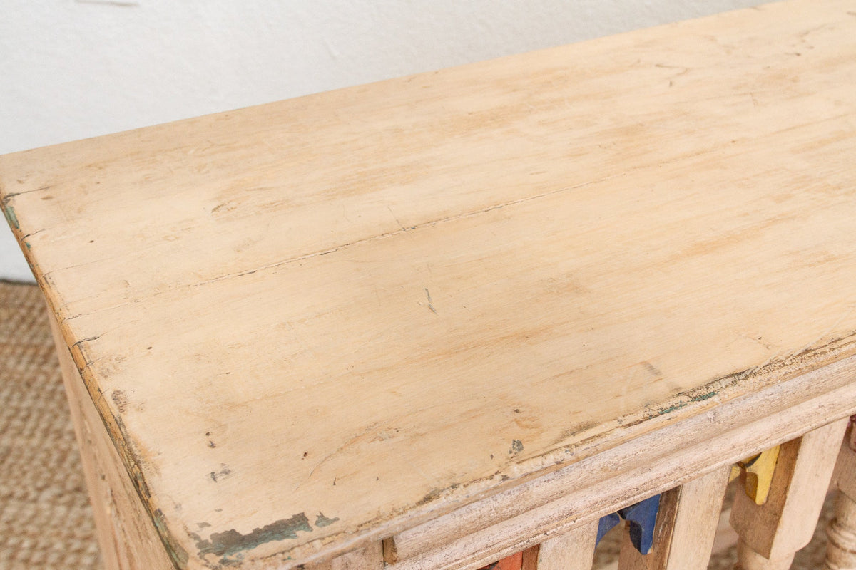 Colorful Indo-French Balcony Railing Console Table
