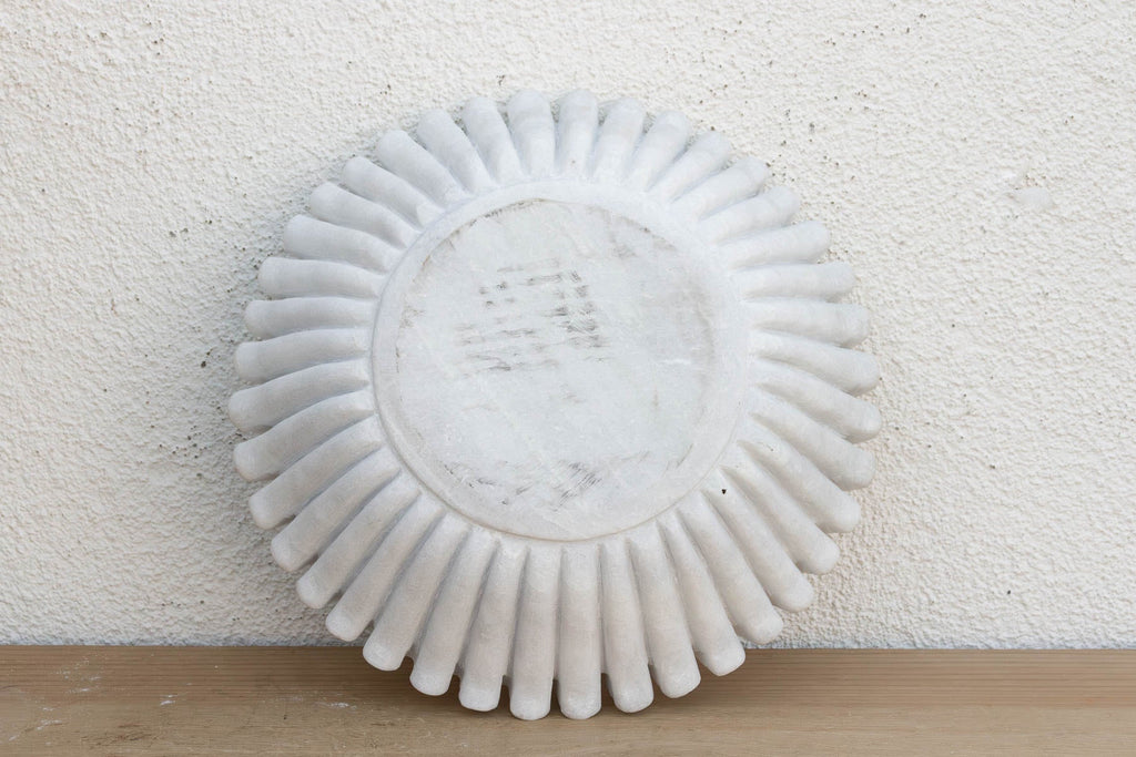15" Carved Marble Fluted Bowl (Trade)