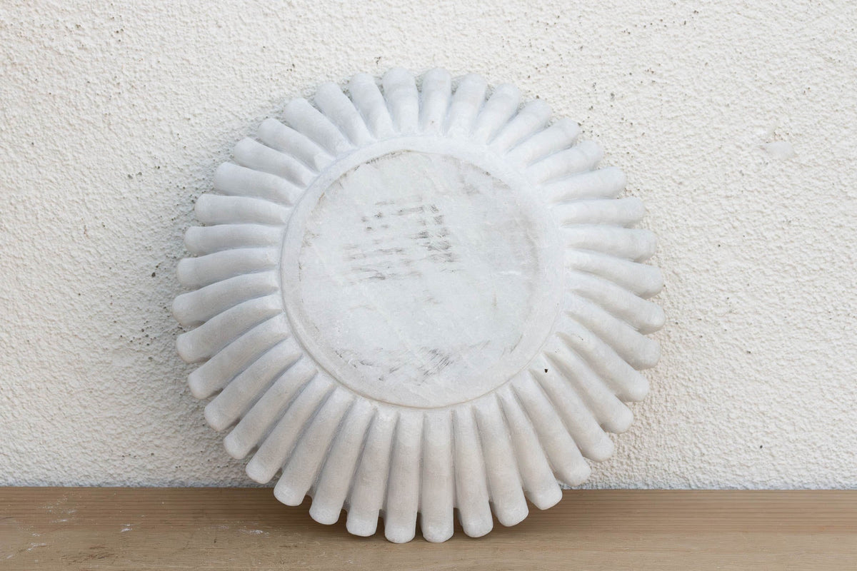 15" Carved Marble Fluted Bowl (Trade)