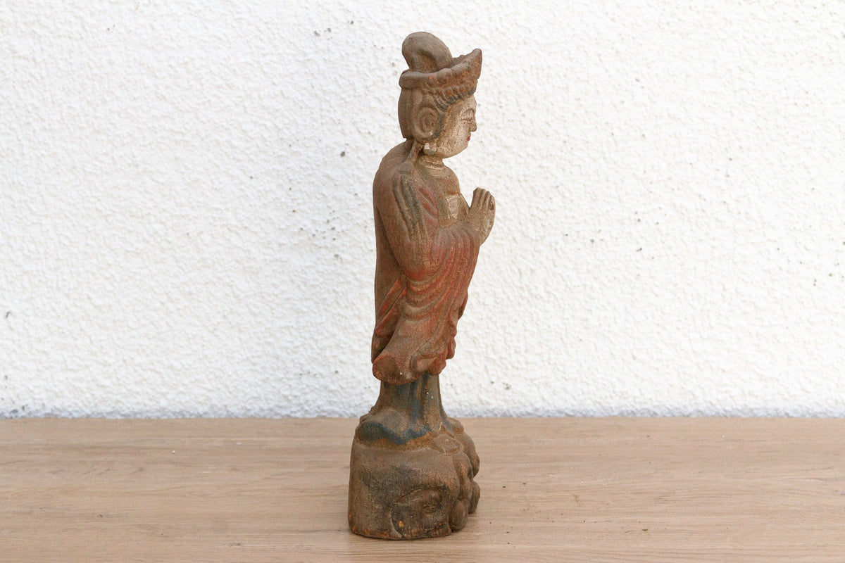 Small Serene Carved Praying Buddha