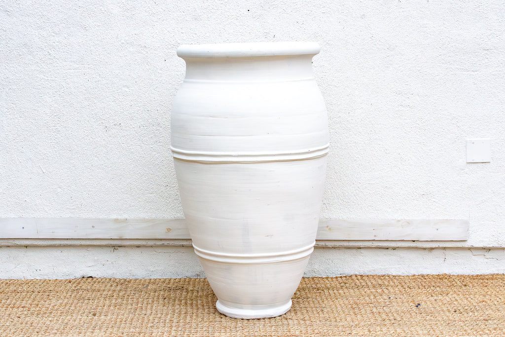 Tall Mediterranean Style White Terracotta Planter (Trade)