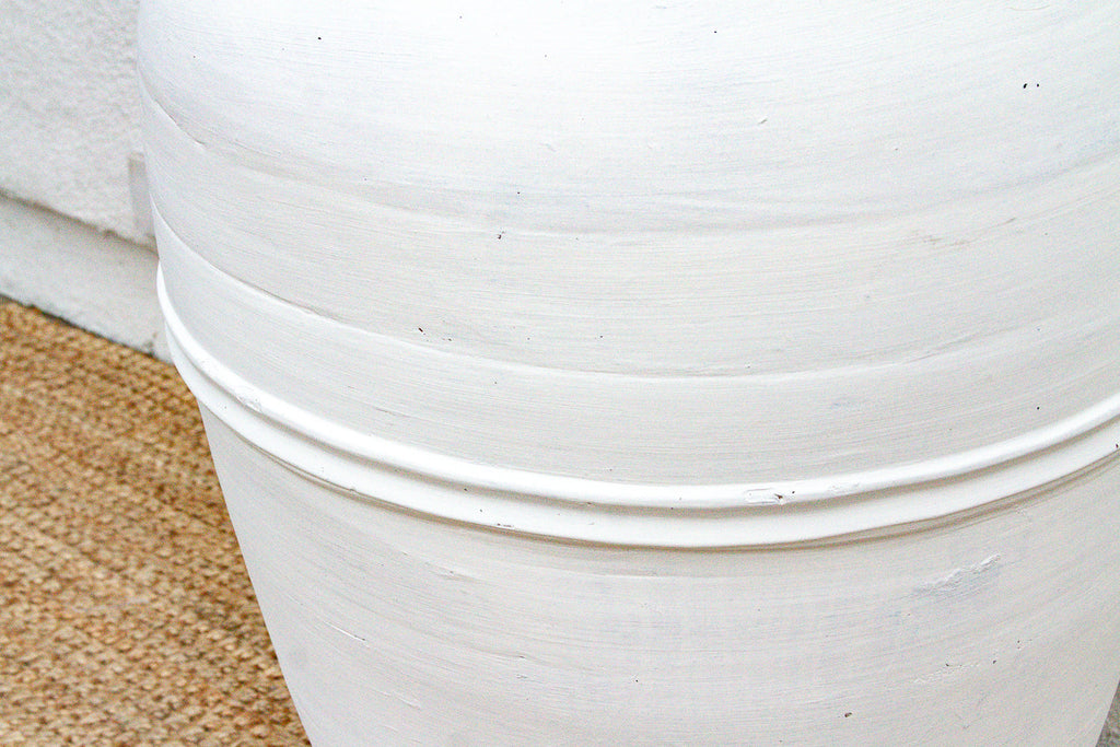 Tall Mediterranean Style White Terracotta Planter (Trade)