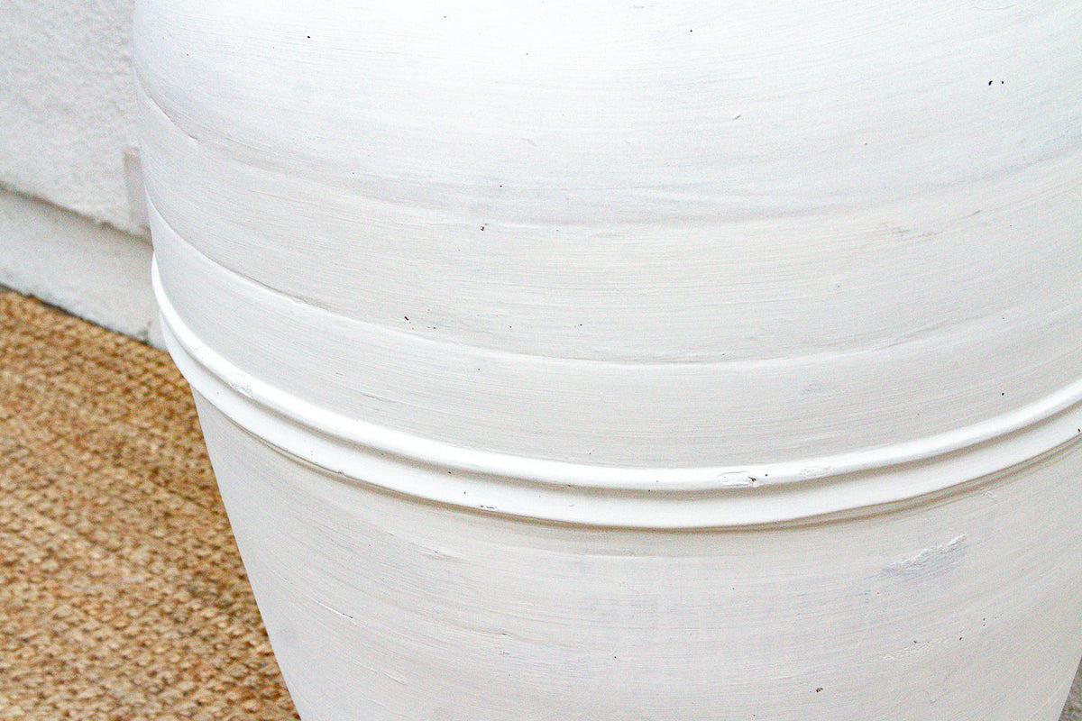 Tall Mediterranean Style White Terracotta Planter (Trade)