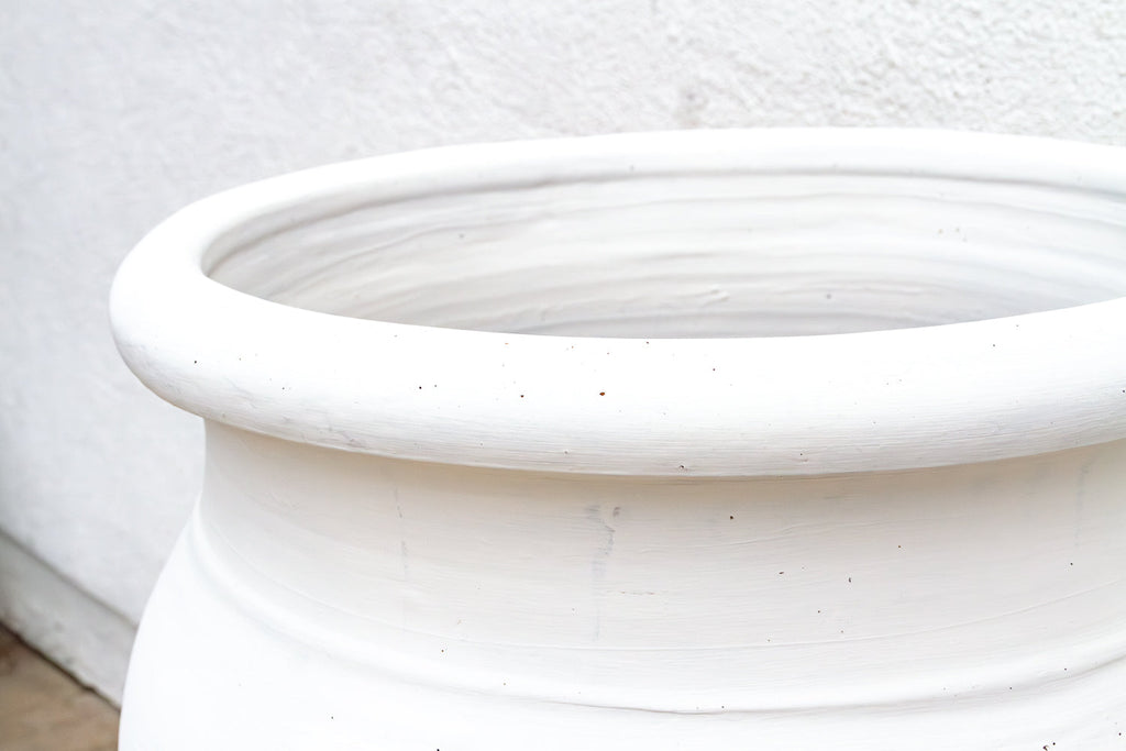 Tall Mediterranean Style White Terracotta Planter (Trade)