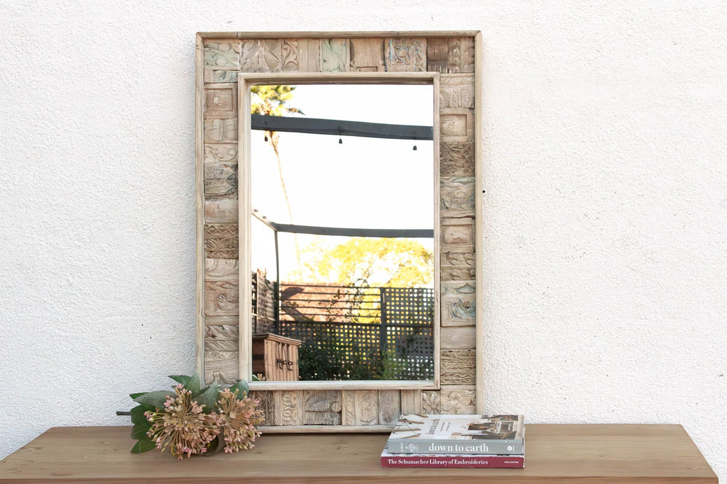 Rustic Abstract Carved Wall Mirror (Trade)