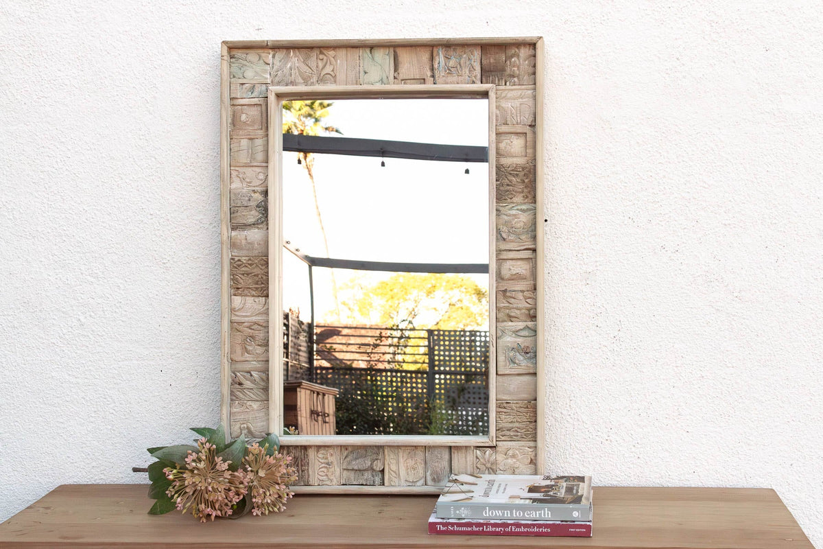 Rustic Abstract Carved Wall Mirror (Trade)
