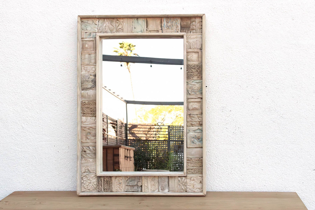Rustic Abstract Carved Wall Mirror