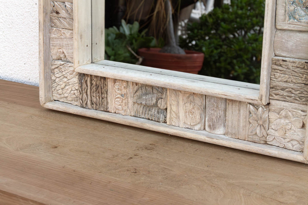 Rustic Abstract Carved Wall Mirror