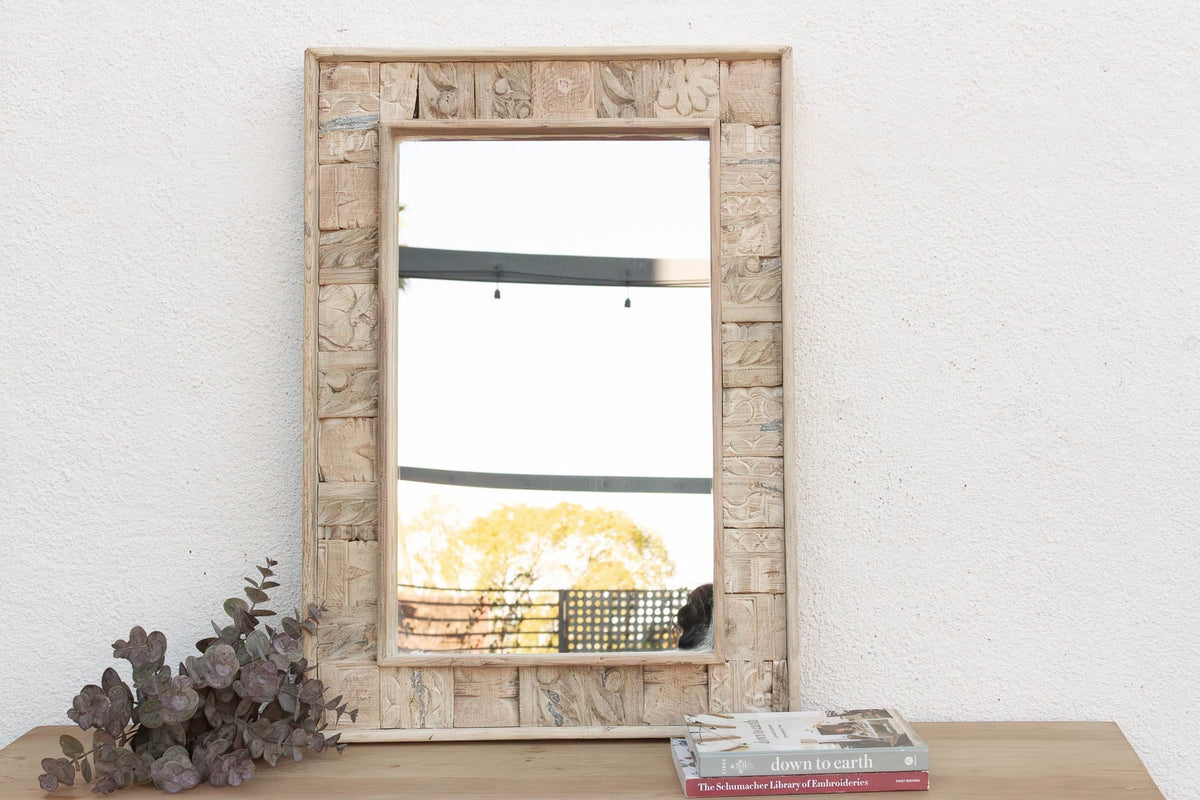Rust Modern Farmhouse Carved Mirror