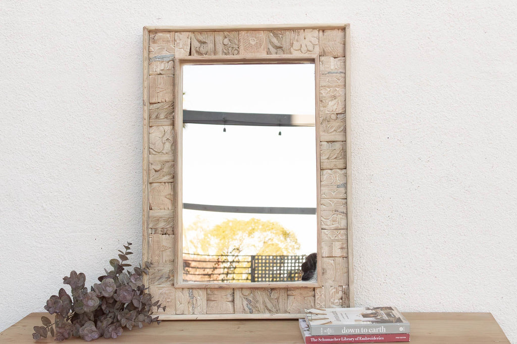 Rust Modern Farmhouse Carved Mirror
