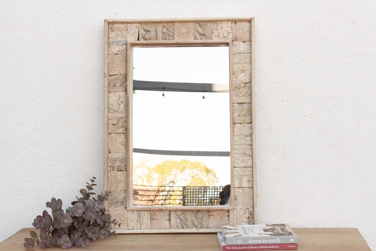 Rust Modern Farmhouse Carved Mirror
