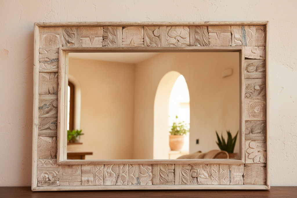 Rust Modern Farmhouse Carved Mirror