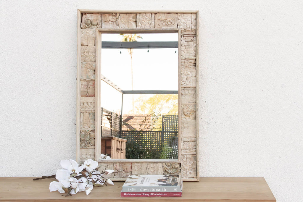 34" Reclaimed Carved Patch Work Mirror (Trade)