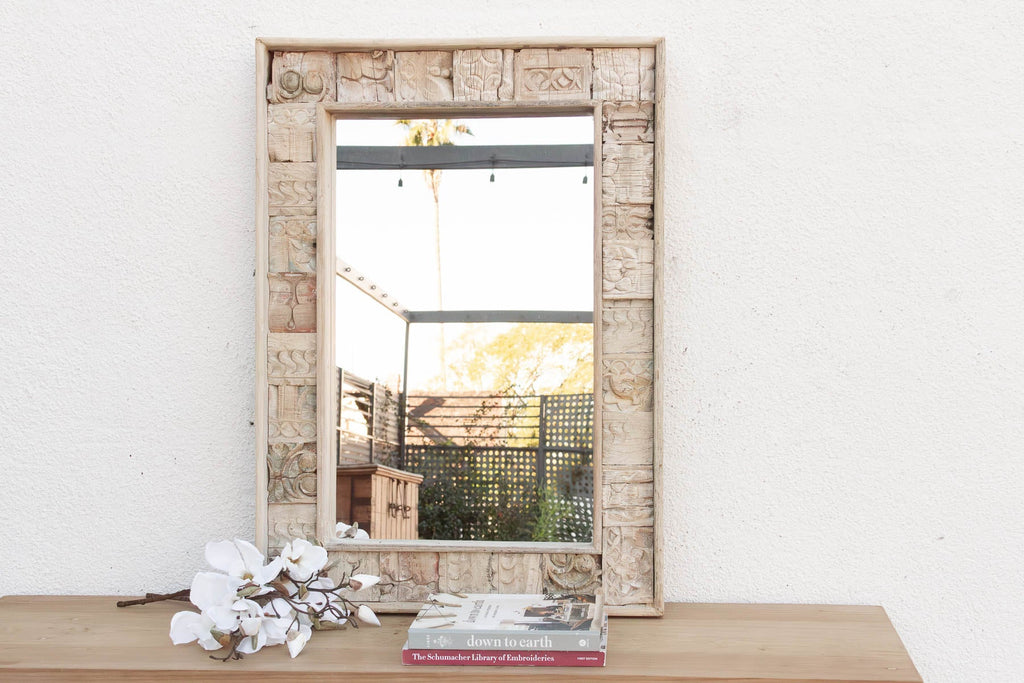 34" Reclaimed Carved Patch Work Mirror (Trade)