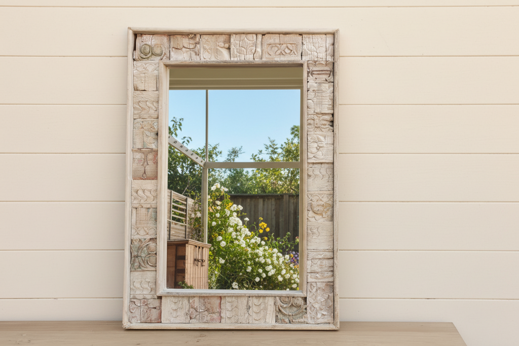 34" Reclaimed Carved Patch Work Mirror (Trade)