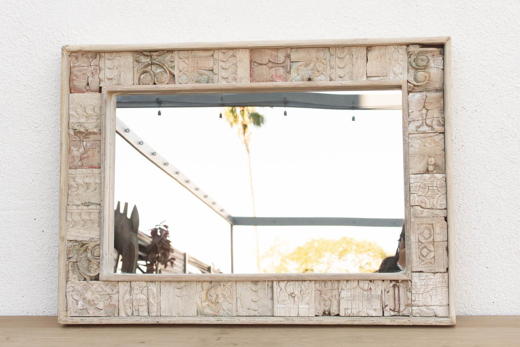 34" Reclaimed Carved Patch Work Mirror (Trade)