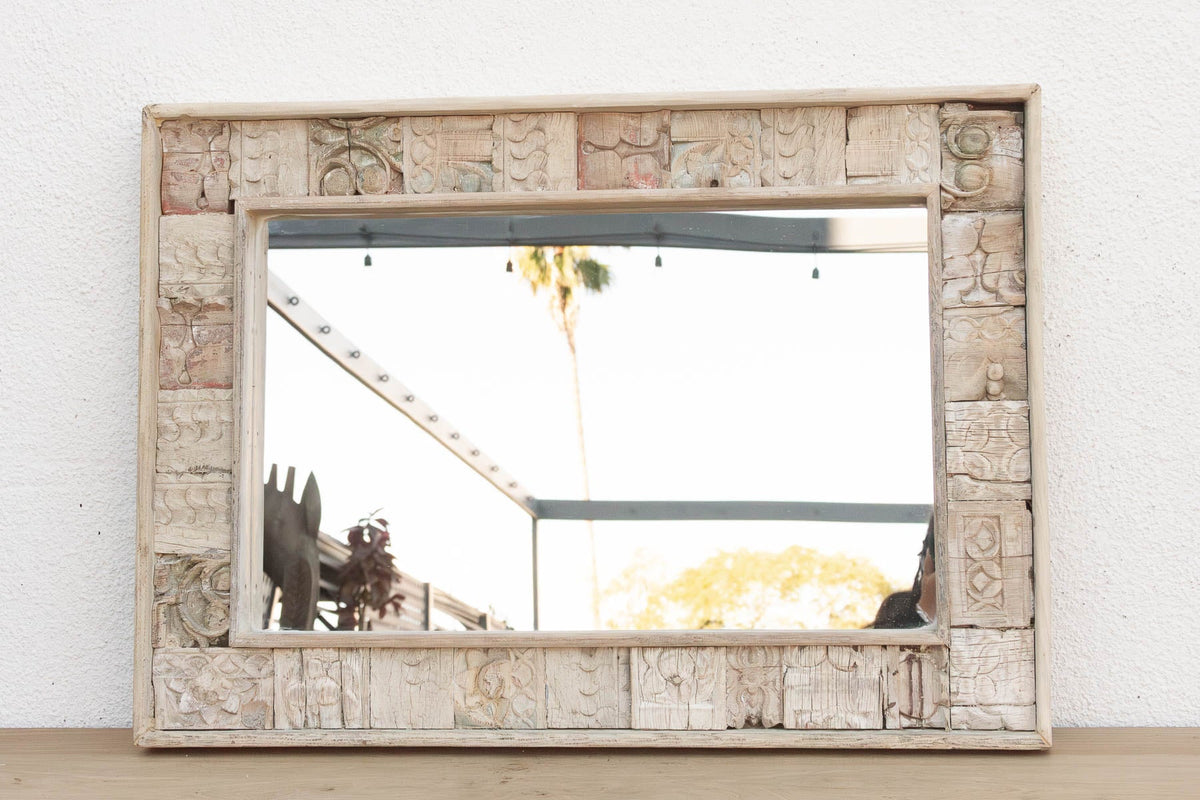 34" Reclaimed Carved Patch Work Mirror (Trade)