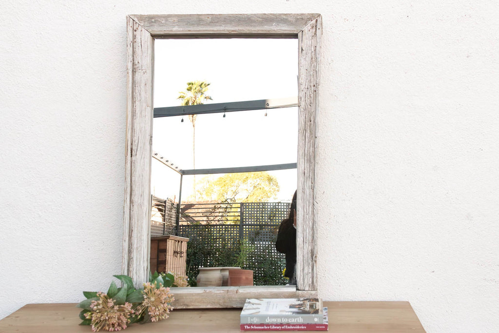 Antique Wabi Sabi Weathered Teak Mirror