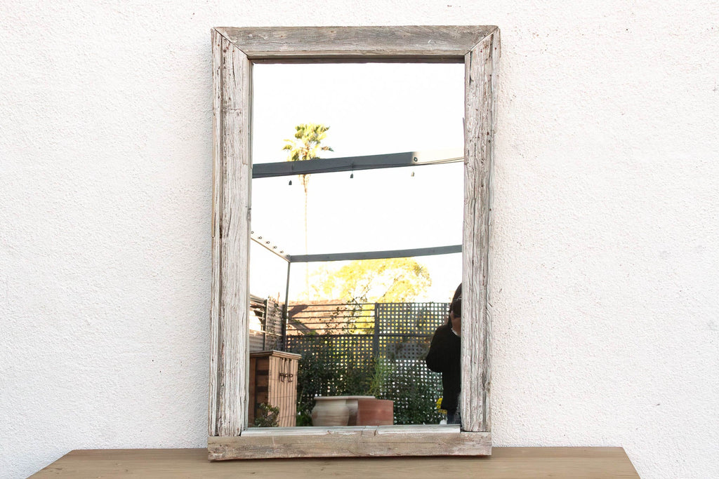 Antique Wabi Sabi Weathered Teak Mirror