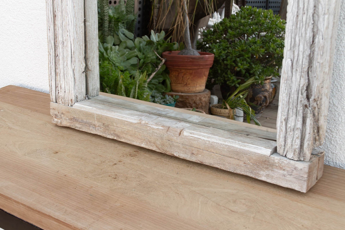 Antique Wabi Sabi Weathered Teak Mirror (Trade)