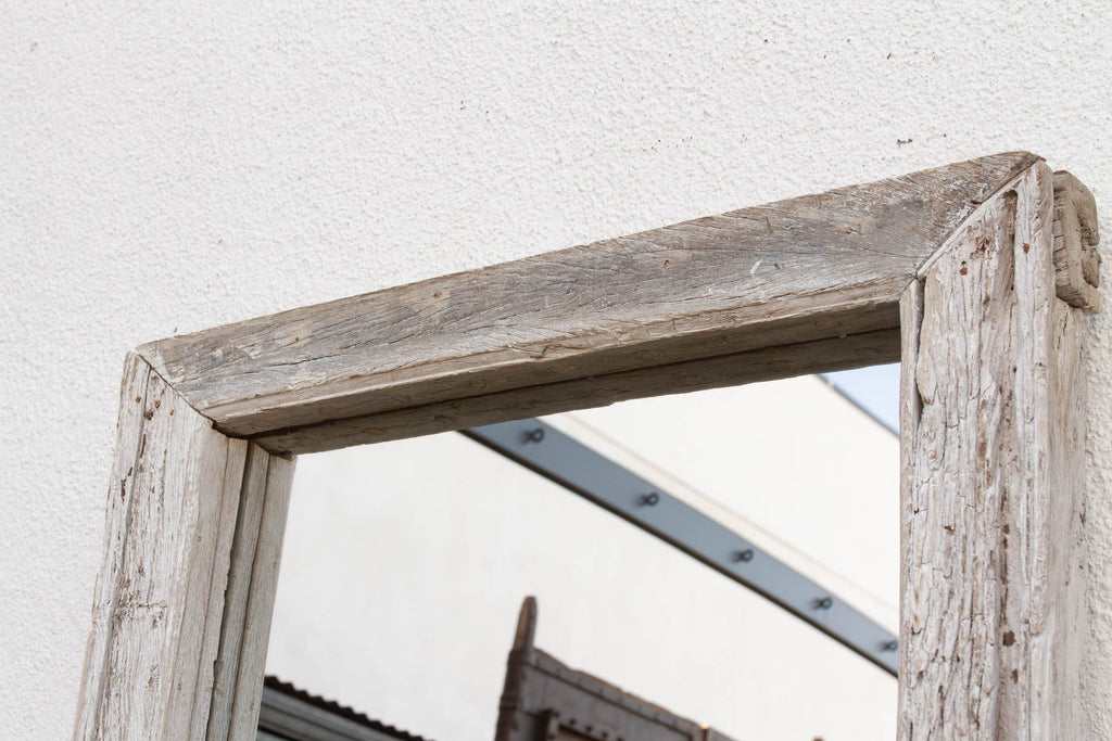 Antique Wabi Sabi Weathered Teak Mirror