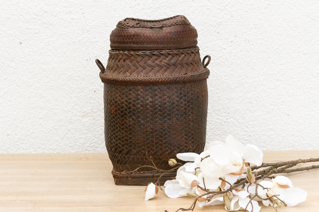 Tall Handwoven Antique Ifugao Rice Basket