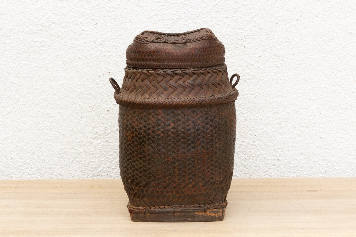 Tall Handwoven Antique Ifugao Rice Basket