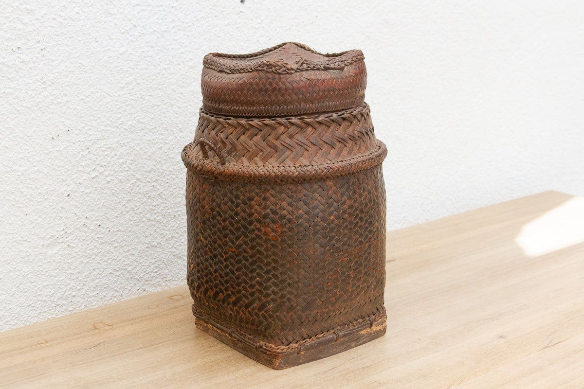 Tall Handwoven Antique Ifugao Rice Basket
