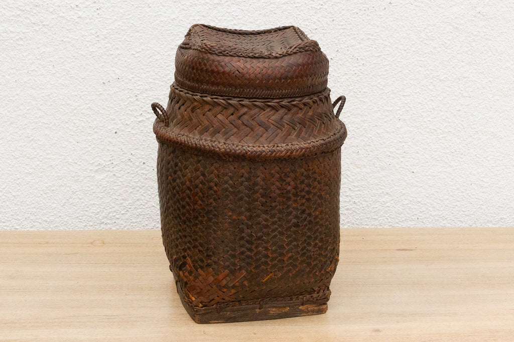 Tall Handwoven Antique Ifugao Rice Basket