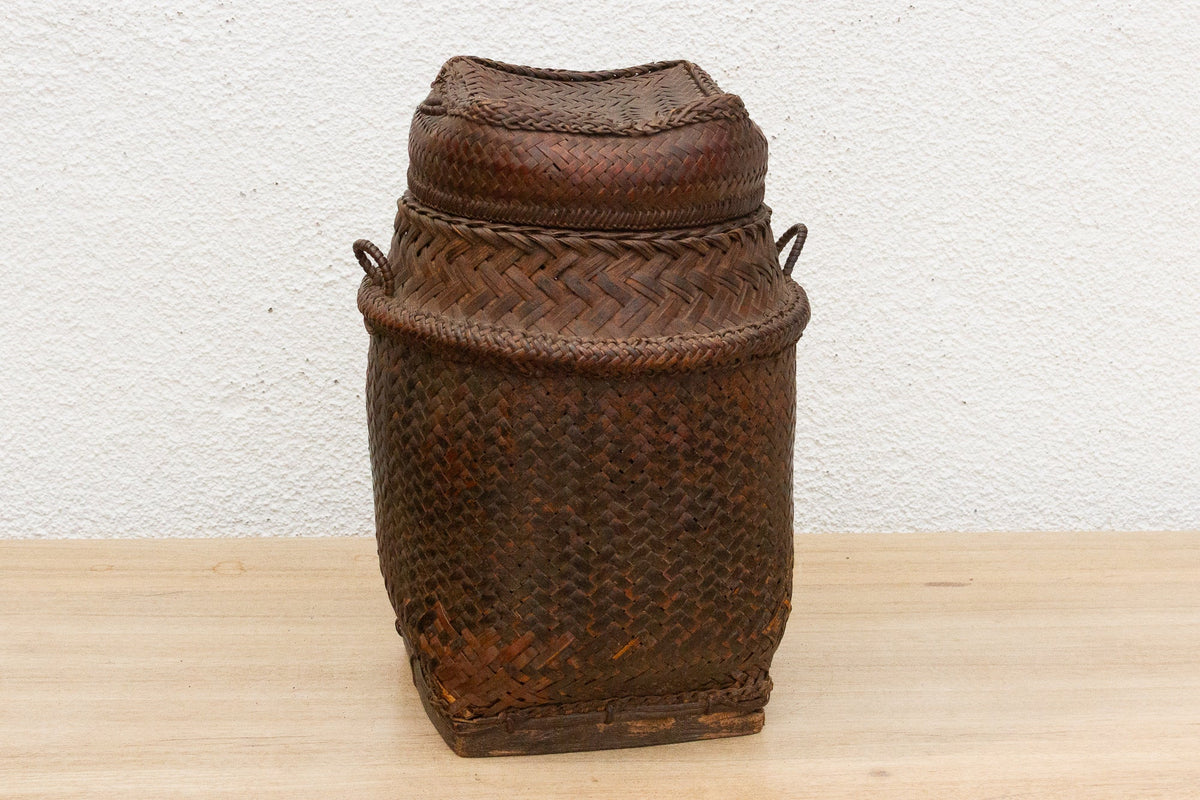 Tall Handwoven Antique Ifugao Rice Basket