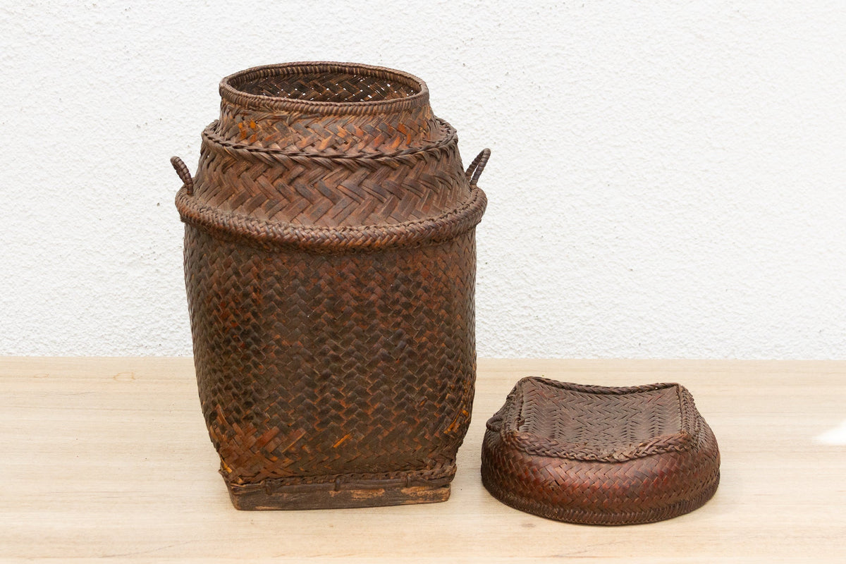 Tall Handwoven Antique Ifugao Rice Basket