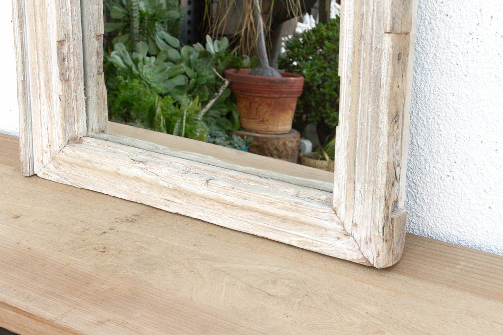 Robust Framed Architectural Salvage Teak Mirror